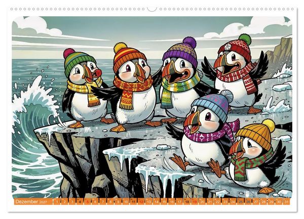Produktbild: Papageientaucher - Comic (hochwertiger Premium Wandkalender 2027 DIN A2 quer), Kunstdruck in Hochglanz