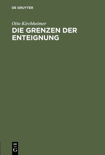 Produktbild: Die Grenzen der Enteignung