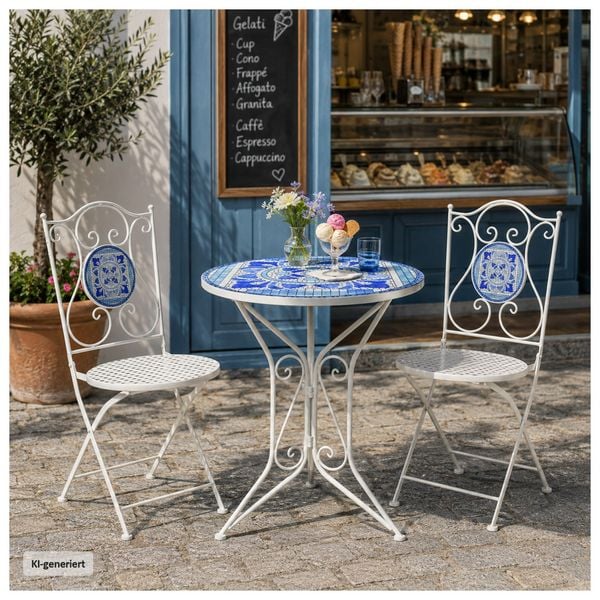 Produktbild: HTI-Living Gartenstuhl 2er-Set Metall Creme Santorin Gartenstuhl 2er-Set Metall Creme Santorin