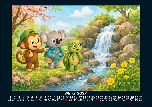 Produktbild: Wasserf&auml;lle der Fantasie mit Milo, Kiki & Taz 2027 Fotokalender DIN A5