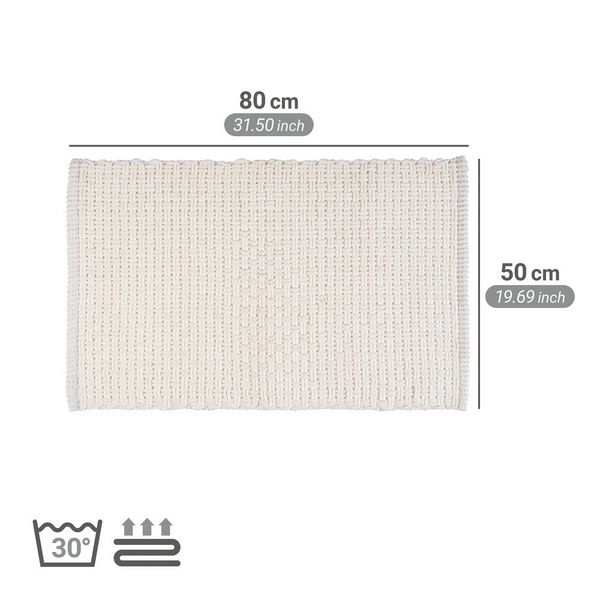 Produktbild: Badteppich Mod. Ecoli, wei&szlig;, Polyester/Baumwolle, 50x80 cm, rutschhemmende R&uuml;ckseite,