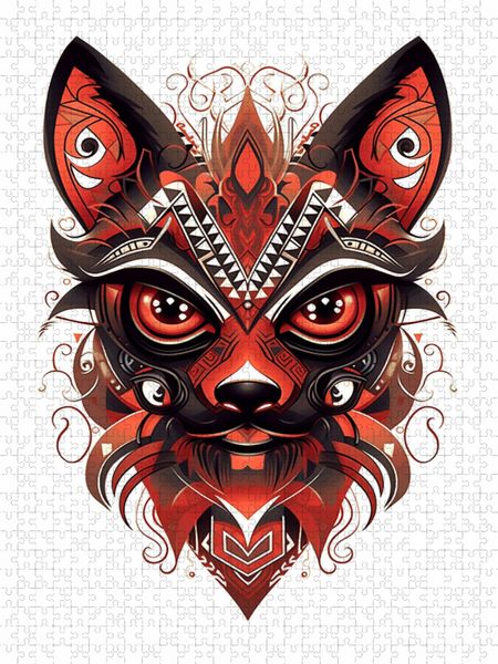 Produktbild: CALVENDO Puzzle W&uuml;stenfuchs im Tattoo Design | 1000 Teile Lege-Gr&ouml;&szlig;e 64x48cm Foto-Puzzle f&uuml;r gl&uuml;ckliche Stunden