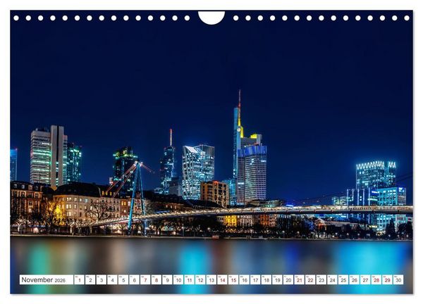 Produktbild: Frankfurt am Main - at night (Wandkalender 2026 DIN A4 quer), CALVENDO Monatskalender