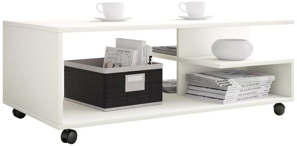 Produktbild: Holz Sofatisch Couchtisch Rollen rollbar Stango XL