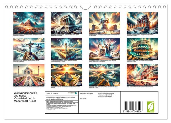Produktbild: Weltwunder: Antike und neue: Visualisiert durch Moderne KI-Kunst (Wandkalender 2026 DIN A4 quer), CALVENDO Monatskalender