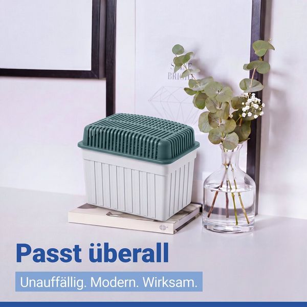 Produktbild: Luftentfeuchter 1 kg Grau, inkl. 3 Nachf&uuml;ller, f&uuml;r R&auml;ume bis 80 m&sup3;