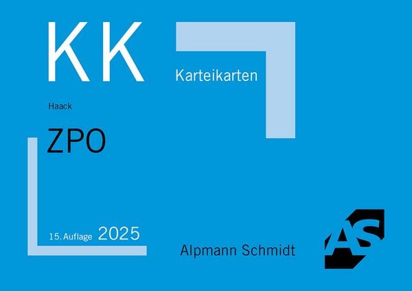 Karteikarten ZPO, Sonstige von Claudia Haack, Alpmann und Schmidt, 978-3-86752-971-6