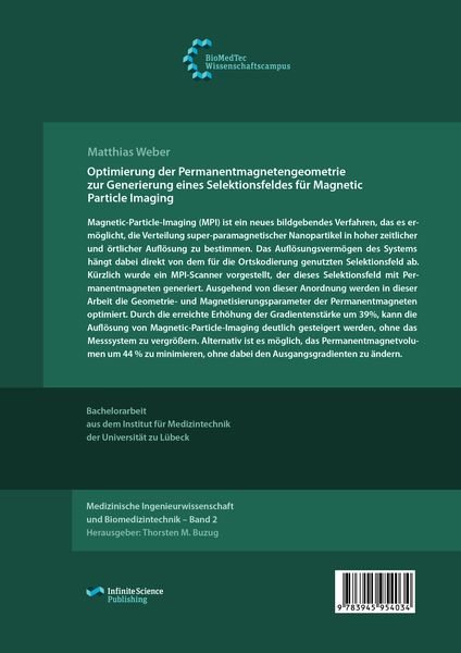 Produktbild: Optimierung der Permanentmagnetengeometrie zur Generierung eines Selektionsfeldes f&uuml;r Magnetic Particle Imaging