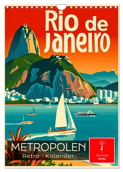 Produktbild: Metropolen Retro-Kalender (Wandkalender 2026 DIN A4 hoch), CALVENDO Monatskalender