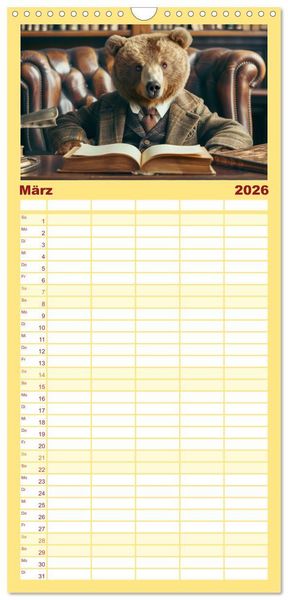 Produktbild: Familienplaner 2026 - B&auml;ren im B&uuml;ro mit 5 Spalten (Wandkalender, 21 x 45 cm) CALVENDO