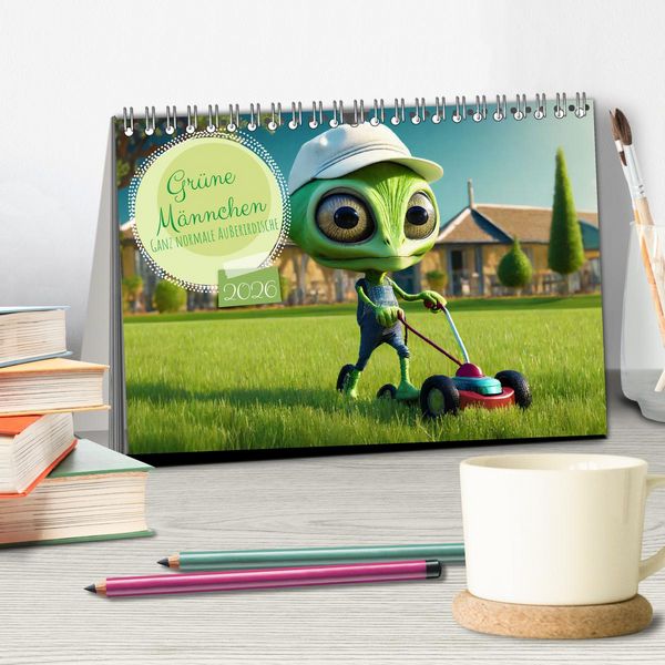 Produktbild: Gr&uuml;ne M&auml;nnchen - Ganz normale Au&szlig;erirdische (Tischkalender 2026 DIN A5 quer), CALVENDO Monatskalender