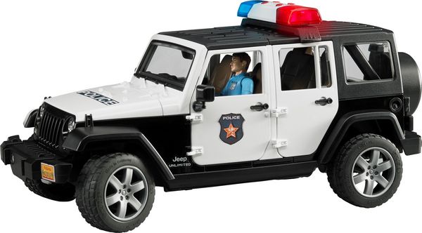 Produktbild: bruder 02526 Jeep Wrangler Rubicon Unlimited Polizeifahrzeug, L+S und Polizist