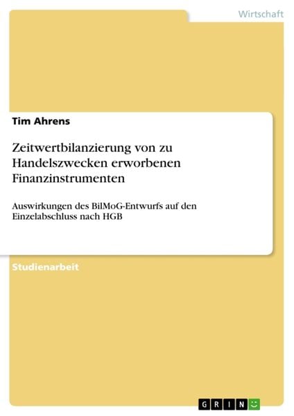 Produktbild: Zeitwertbilanzierung von zu Handelszwecken erworbenen Finanzinstrumenten