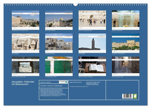 Produktbild: Jerusalem. Kalender mit Bibelworten (Wandkalender 2026 DIN A2 quer), CALVENDO Monatskalender