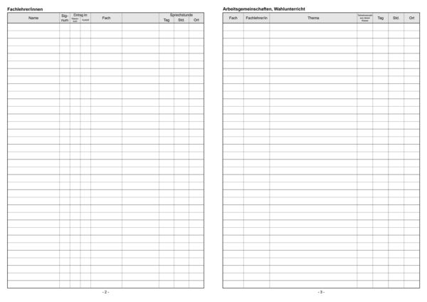 Klassenbuch "Standard", Umschlagfarbe: türkis