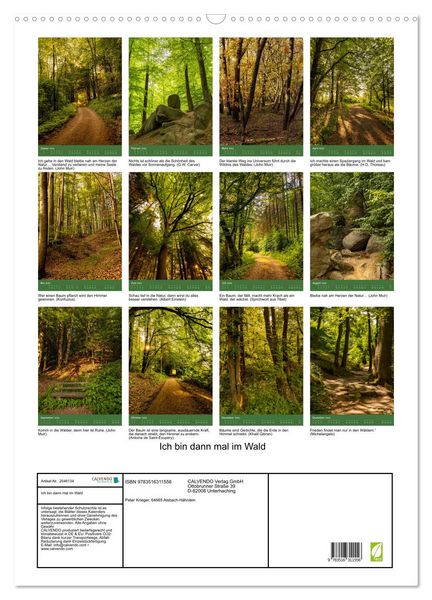 Produktbild: Ich bin dann mal im Wald (Wandkalender 2026 DIN A2 hoch), CALVENDO Monatskalender
