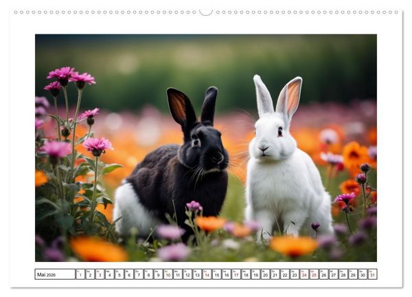 Produktbild: Haustiere - Black and White (Wandkalender 2026 DIN A2 quer), CALVENDO Monatskalender