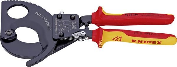 Produktbild: Knipex 95 36 280 Ratschen-Kabelschneider Geeignet f&uuml;r (Abisoliertechnik) Alu- und Kupferkabel, ein- und mehrdr&auml;htig 52 mm 380 mm&sup2;