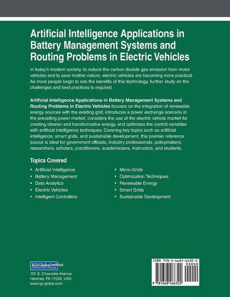 Produktbild: Artificial Intelligence Applications in Battery Management Systems and Routing Problems in Electric Vehicles