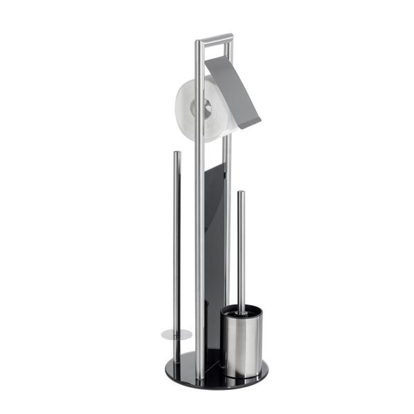 Produktbild: Stand WC-Garnitur Mod. Ravina, Edelstahl matt, mit austauschbarem B&uuml;rstenkopf