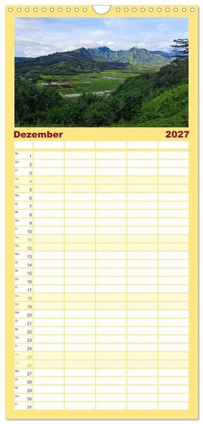 Produktbild: Familienplaner 2027 - Hawaii - Eindr&uuml;cke von Big Island, Kauai & Oahu mit 5 Spalten (Wandkalender, 21 x 45 cm) CALVENDO