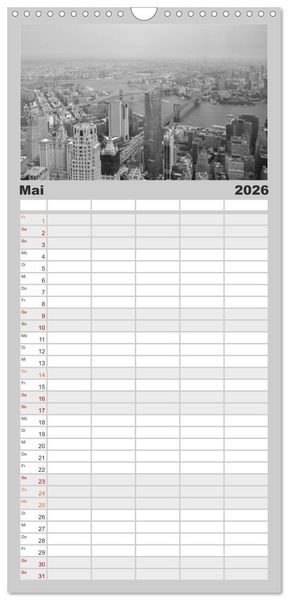 Produktbild: Familienplaner 2026 - New York in schwarz weiss mit 5 Spalten (Wandkalender, 21 x 45 cm) CALVENDO