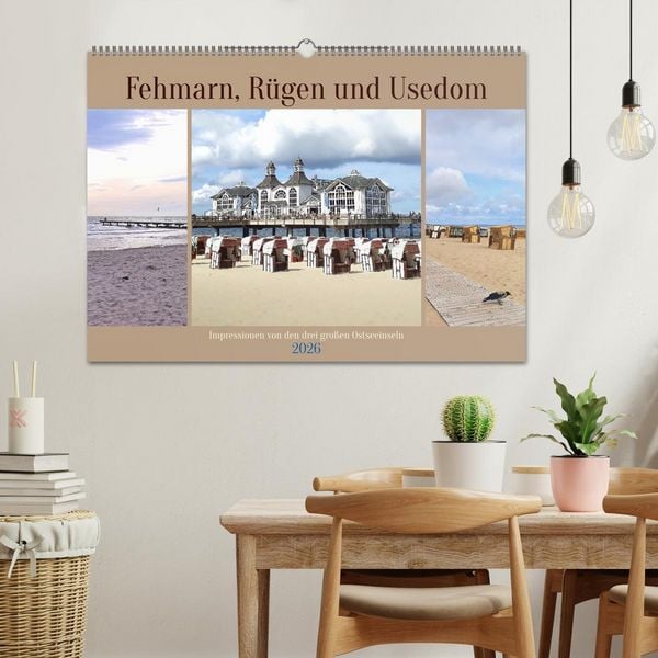 Produktbild: Fehmarn, R&uuml;gen und Usedom - Impressionen von den drei gro&szlig;en Ostseeinseln (Wandkalender 2026 DIN A2 quer), CALVENDO Monatskalender