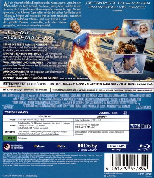 Produktbild: The Fantastic Four - First Steps (4K Ultra HD) (+ Blu-ray)