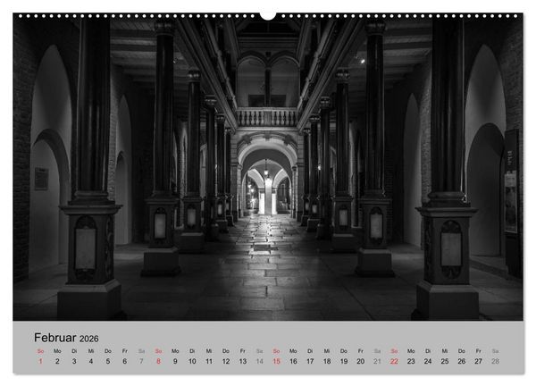 Produktbild: Hansestadt Stralsund bei Nacht (mit GPS-Koordinaten) (Wandkalender 2026 DIN A2 quer), CALVENDO Monatskalender
