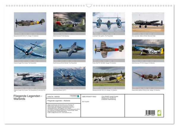 Produktbild: Fliegende Legenden - Warbirds (Wandkalender 2026 DIN A2 quer), CALVENDO Monatskalender