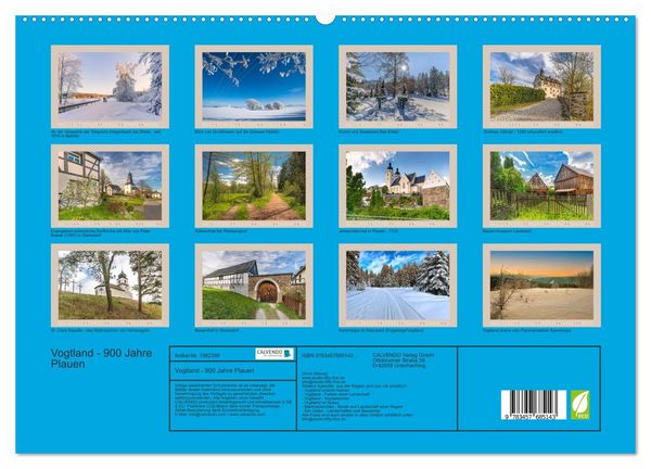 Produktbild: Vogtland - 900 Jahre Plauen (Wandkalender 2026 DIN A2 quer), CALVENDO Monatskalender