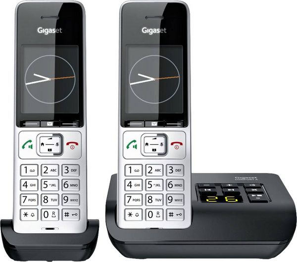 Produktbild: Gigaset COMFORT 500A duo DECT, GAP Schnurloses Telefon analog Babyphone, Freisprechen, f&uuml;r H&ouml;rger&auml;te kompatibel, Headsetanschluss