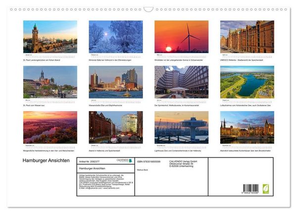 Produktbild: Hamburger Ansichten (Wandkalender 2026 DIN A2 quer), CALVENDO Monatskalender