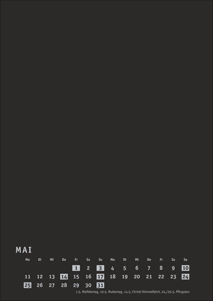 Produktbild: Premium-Bastelkalender schwarz A4 2026