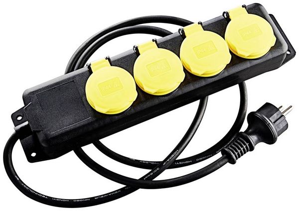 Produktbild: Heitronic 45058 Steckdosenleiste ohne Schalter Schwarz/Gelb erh&ouml;hter Ber&uuml;hrungsschutz