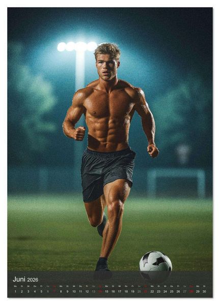 Produktbild: SEXY JUNGS - Nackte Haut beim Fu&szlig;ball (hochwertiger Premium Wandkalender 2026 DIN A2 hoch), Kunstdruck in Hochglanz