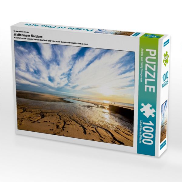 Produktbild: CALVENDO Puzzle Sonnenuntergang im Watt 1000 Teile Puzzle quer | 1000 Teile Lege-Gr&ouml;&szlig;e 64 &times; 48 cm Foto-Puzzle f&uuml;r gl&uuml;ckliche Stunden