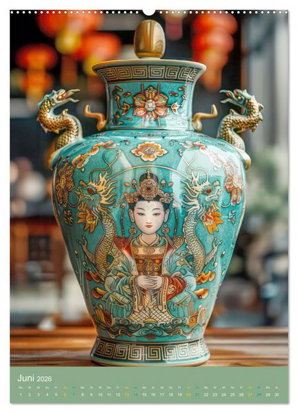 Produktbild: Fantasievasen - Asiatischer Stil (Wandkalender 2026 DIN A2 hoch), CALVENDO Monatskalender