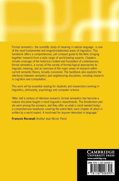 Produktbild: The Cambridge Handbook of Formal Semantics
