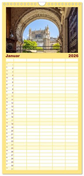 Produktbild: Familienplaner 2026 - Ein Herz f&uuml;r Sevilla mit 5 Spalten (Wandkalender, 21 x 45 cm) CALVENDO