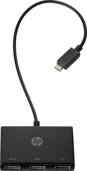 Produktbild: HP Z6A00AA USB-Hub 3 Port USB-A USB 3.2 Gen1 5 GBit/s mit USB-C&reg; Stecker Schwarz HP USB-C to USB-A Hub