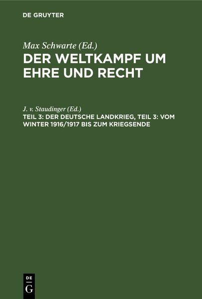Produktbild: Der deutsche Landkrieg, Teil 3: Vom Winter 1916/1917 bis zum Kriegsende
