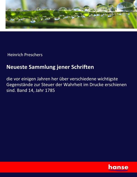 Produktbild: Neueste Sammlung jener Schriften