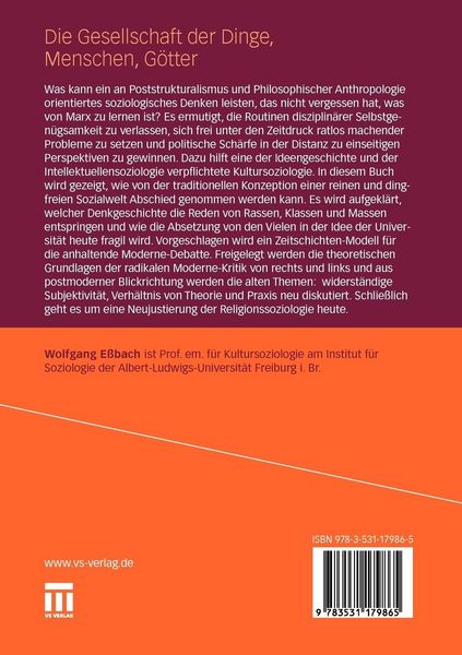 Produktbild: Die Gesellschaft der Dinge, Menschen, Götter