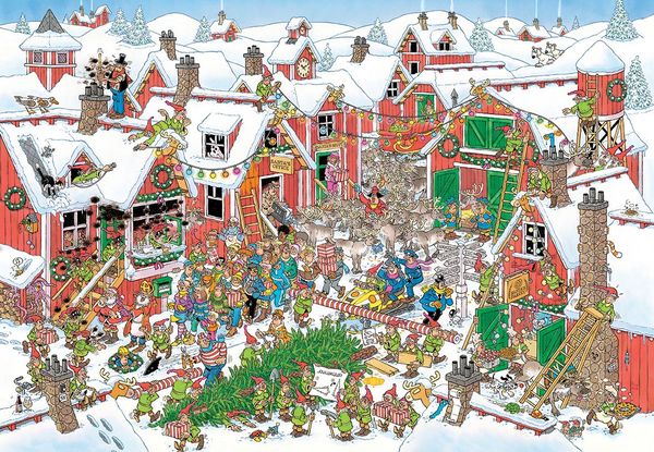 Jumbo Spiele Falcon Festive Village 1000 Teile Puzzle - Premium Puzzle, Mehrfarbig