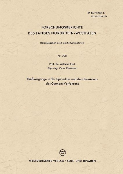 Produktbild: Flie&szlig;vorg&auml;nge in der Spinnd&uuml;se und dem Blaukonus des Cuoxam-Verfahrens