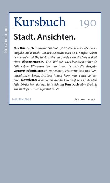 Produktbild: Kursbuch 190