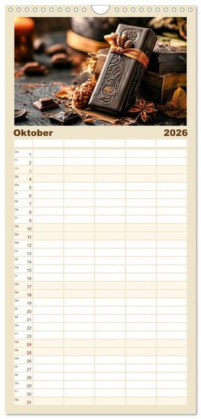Produktbild: Familienplaner 2026 - Sch&auml;tze der Confiserie Kunst mit 5 Spalten (Wandkalender, 21 x 45 cm) CALVENDO