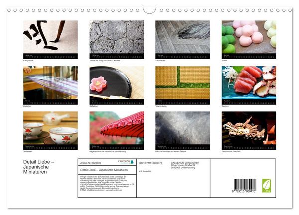 Produktbild: Detail Liebe &ndash; Japanische Miniaturen (Wandkalender 2026 DIN A3 quer), CALVENDO Monatskalender