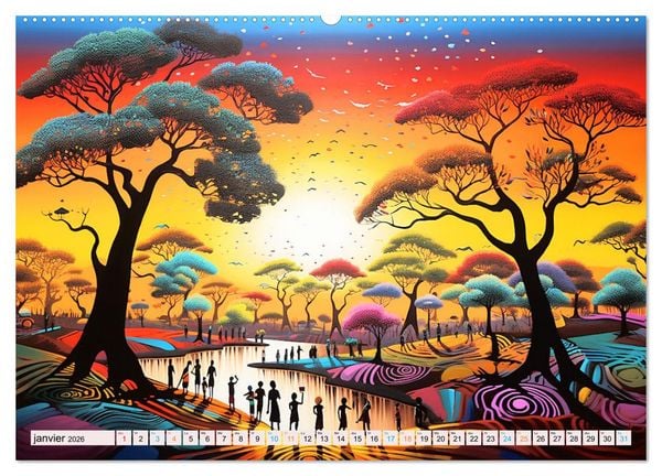 Produktbild: Sc&egrave;nes de vie africaine (Calendrier mural 2026 DIN A2 vertical) calendrier de bureau